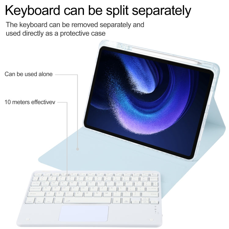 For Xiaomi Pad 6 Square Button Bluetooth Keyboard Rotatable Holder Leather Case with Touchpad(Sky Blue) - Others Keyboard by buy2fix | Online Shopping UK | buy2fix