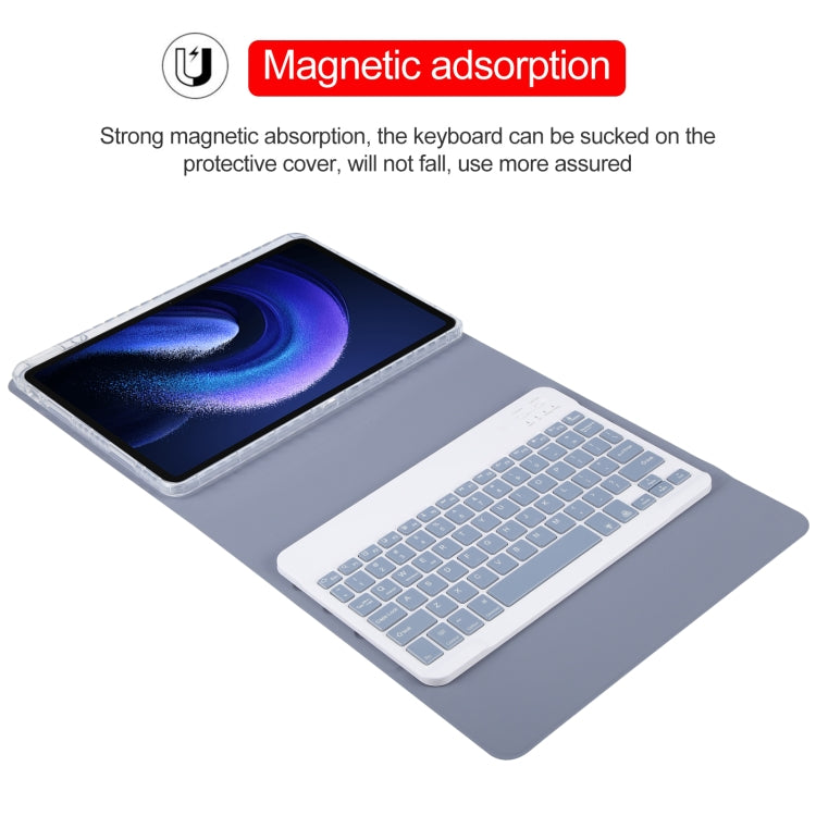 For Xiaomi Pad 6 Square Button Backlight Bluetooth Keyboard Rotatable Holder Leather Case(Lavender Purple) - Others Keyboard by buy2fix | Online Shopping UK | buy2fix