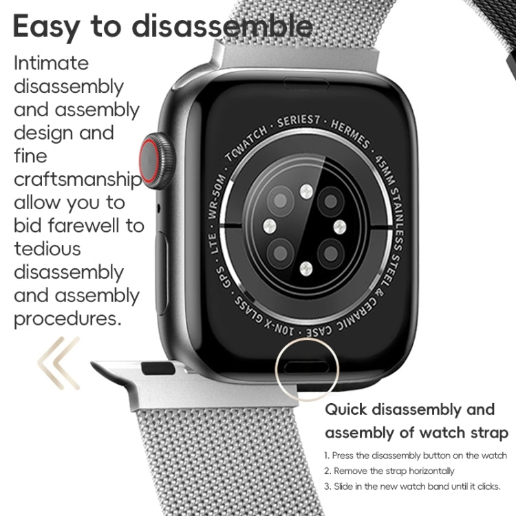 For Apple Watch Series 8 45mm ZGA Milanese Magnetic Metal Watch Band(Silver) - Watch Bands by ZGA | Online Shopping UK | buy2fix