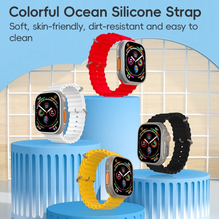 For Apple Watch Series 9 45mm ZGA Ocean Silicone Watch Band(White) - Watch Bands by ZGA | Online Shopping UK | buy2fix