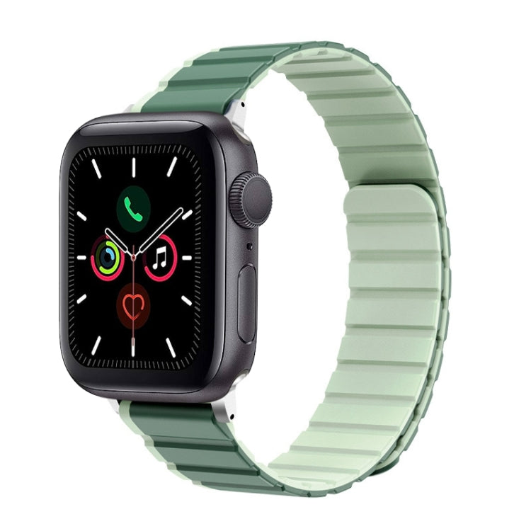 For Apple Watch Series 5 44mm ZGA Two Color Magnetic Silicone Watch Band(Dark Green+Light Green) - Watch Bands by ZGA | Online Shopping UK | buy2fix