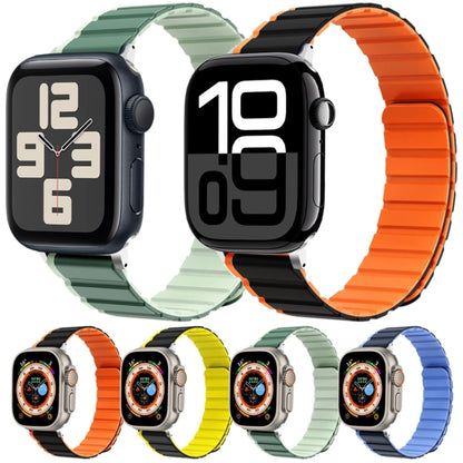 For Apple Watch Series 7 45mm ZGA Two Color Magnetic Silicone Watch Band(Black+Orange) - Watch Bands by ZGA | Online Shopping UK | buy2fix