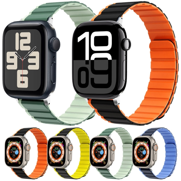 For Apple Watch Series 6 44mm ZGA Two Color Magnetic Silicone Watch Band(Black+Orange) - Watch Bands by ZGA | Online Shopping UK | buy2fix