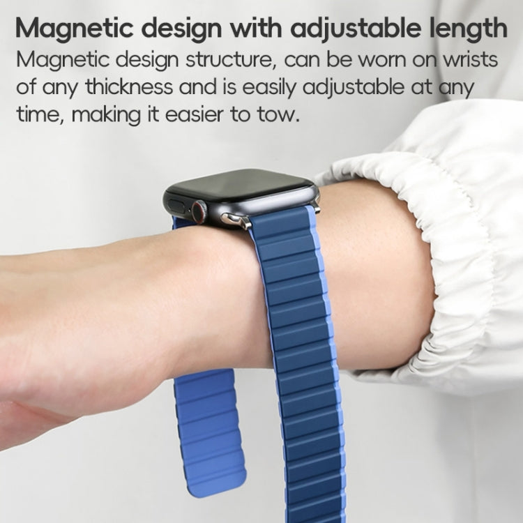 For Apple Watch SE 2022 44mm ZGA Two Color Magnetic Silicone Watch Band(Dark Blue+Light Blue) - Watch Bands by ZGA | Online Shopping UK | buy2fix