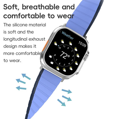 For Apple Watch Series 10 46mm ZGA Two Color Magnetic Silicone Watch Band(Dark Blue+Light Blue) - Watch Bands by ZGA | Online Shopping UK | buy2fix