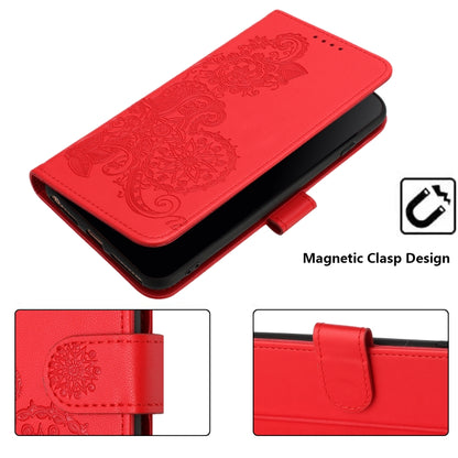 For iPhone SE 2024 Datura Flower Embossed Flip Leather Phone Case(Red) - More iPhone Cases by buy2fix | Online Shopping UK | buy2fix