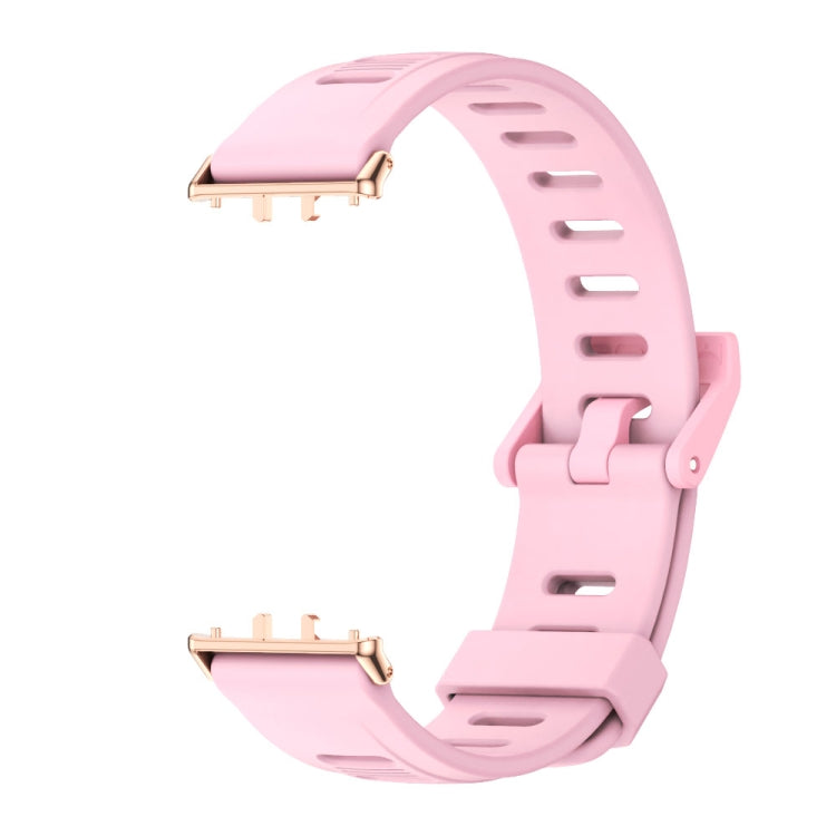 For Samsung Galaxy Fit 3 Mijobs Flat Hole Silicone Watch Band(Lotus Root Powder+Rose Gold) - Watch Bands by MIJOBS | Online Shopping UK | buy2fix