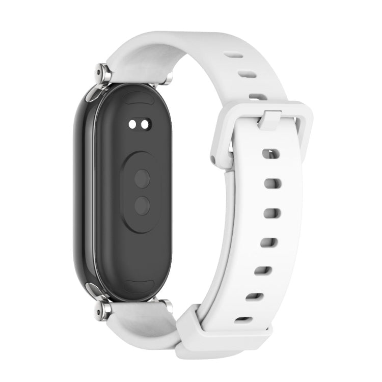 For Xiaomi Mi Band 8 Mijobs GT4 Silicone Breathable Watch Band(White Silver) - Watch Bands by MIJOBS | Online Shopping UK | buy2fix