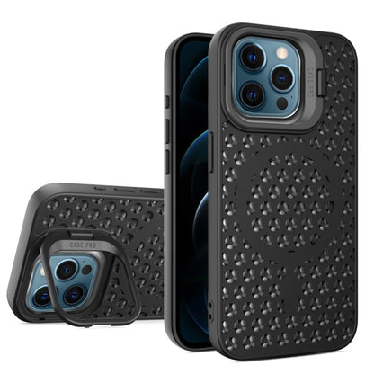 For iPhone 12 Pro Max Hollow Cooling Lens Holder MagSafe Magnetic TPU Phone Case(Black) - iPhone 12 Pro Max Cases by buy2fix | Online Shopping UK | buy2fix