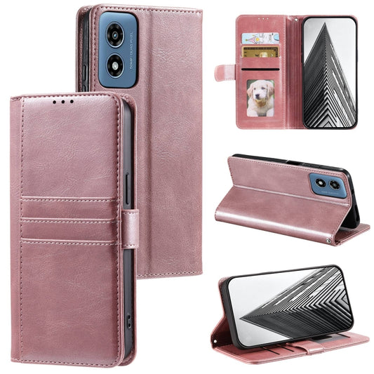For Motorola Moto G Play 2024 Simple 6-Card Wallet Leather Phone Case(Rose Gold) - Motorola Cases by buy2fix | Online Shopping UK | buy2fix