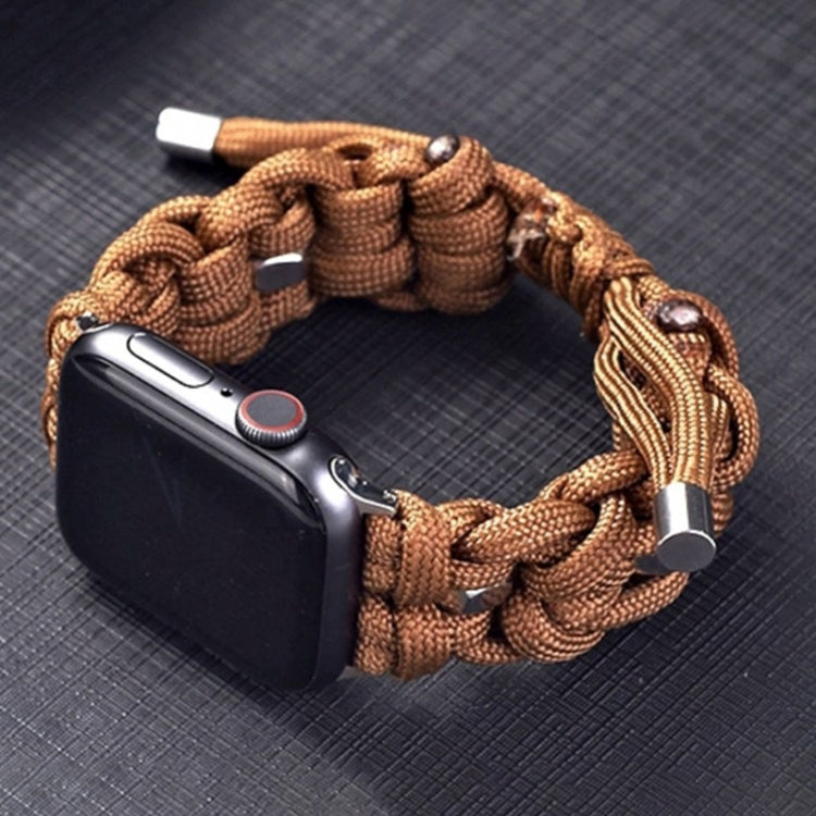 For Apple Watch Ultra 49mm Screw Nut Braided Paracord Watch Band(Coffee) - Watch Bands by buy2fix | Online Shopping UK | buy2fix