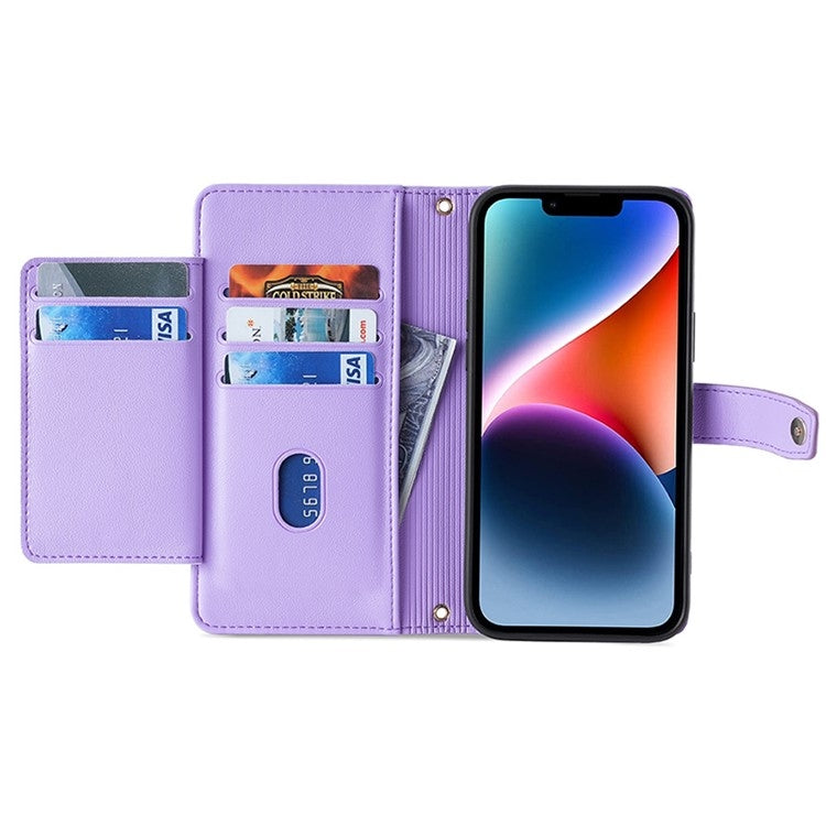 For Motorola Moto G Play 4G 2024 Sheep Texture Cross-body Zipper Wallet Leather Phone Case(Purple) - Motorola Cases by buy2fix | Online Shopping UK | buy2fix