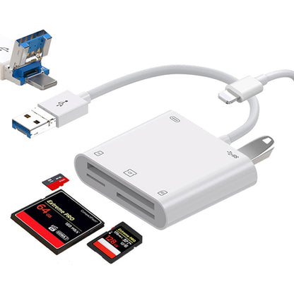 7 in 1 USB 3.0 + 8 Pin Interface Multi-function OTG Card Reader(White) - U Disk & Card Reader by buy2fix | Online Shopping UK | buy2fix