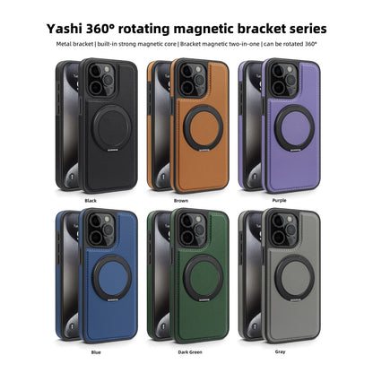 For iPhone 15 Pro Yashi 360 Degree Rotating MagSafe Bracket Phone Case(Dark Green) - iPhone 15 Pro Cases by buy2fix | Online Shopping UK | buy2fix