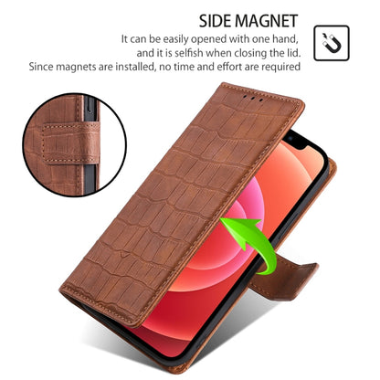 For Motorola Moto G Play 4G 2024 Skin Feel Crocodile Magnetic Clasp Leather Phone Case(Brown) - Motorola Cases by buy2fix | Online Shopping UK | buy2fix