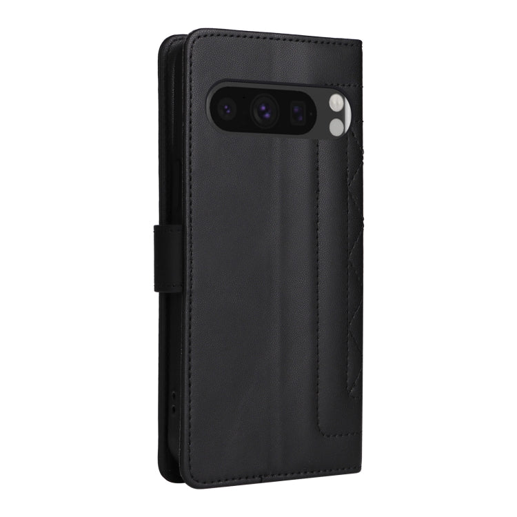 For Google Pixel 9 Pro Diamond Lattice Leather Flip Phone Case(Black) - Google Cases by buy2fix | Online Shopping UK | buy2fix