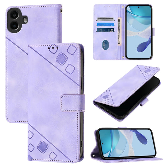 For Nothing CMF Phone 1 Skin-feel Embossed Leather Phone Case(Light Purple) - More Brand by buy2fix | Online Shopping UK | buy2fix