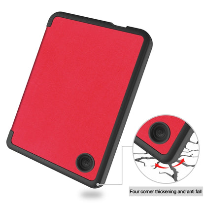 For KOBO Clara Colour 2024 / BW Solid Color Voltage Caster TPU Leather Smart Tablet Case(Red) - Others by buy2fix | Online Shopping UK | buy2fix