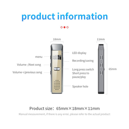 JNN Q7 Mini Portable Voice Recorder with OLED Screen, Memory:16GB(Grey+Gold) - Recording Pen by JNN | Online Shopping UK | buy2fix