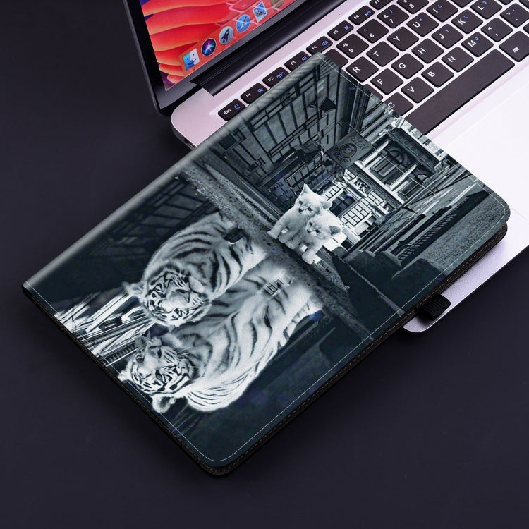 For Samsung Galaxy Tab S7 FE/S8+/S7+ Crystal Texture Painted Leather Tablet Case(Cat Reflection Tiger) - Galaxy Tab S8+ Cases by buy2fix | Online Shopping UK | buy2fix