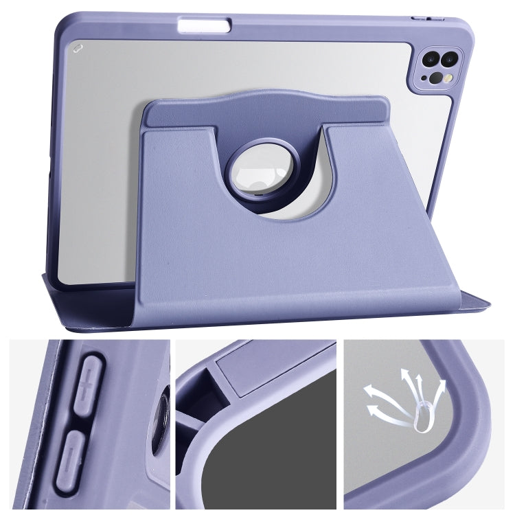 For iPad Air 13 2024 Acrylic 360 Degree Rotation Holder Leather Tablet Case(Lavender Purple) - iPad Air 13 2024 Cases by buy2fix | Online Shopping UK | buy2fix