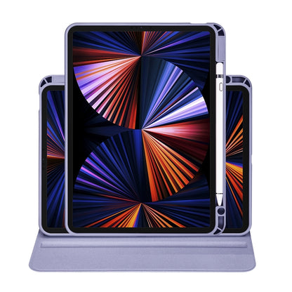 For iPad Air 13 2024 Acrylic 360 Degree Rotation Holder Leather Tablet Case(Lavender Purple) - iPad Air 13 2024 Cases by buy2fix | Online Shopping UK | buy2fix