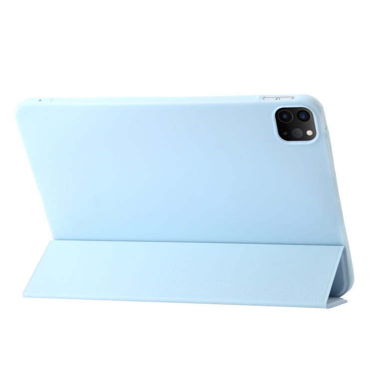 For iPad Pro 11 2024 Three-fold Holder Flip Tablet Leather Case(Sky Blue) - iPad Pro 11 2024 Cases by buy2fix | Online Shopping UK | buy2fix