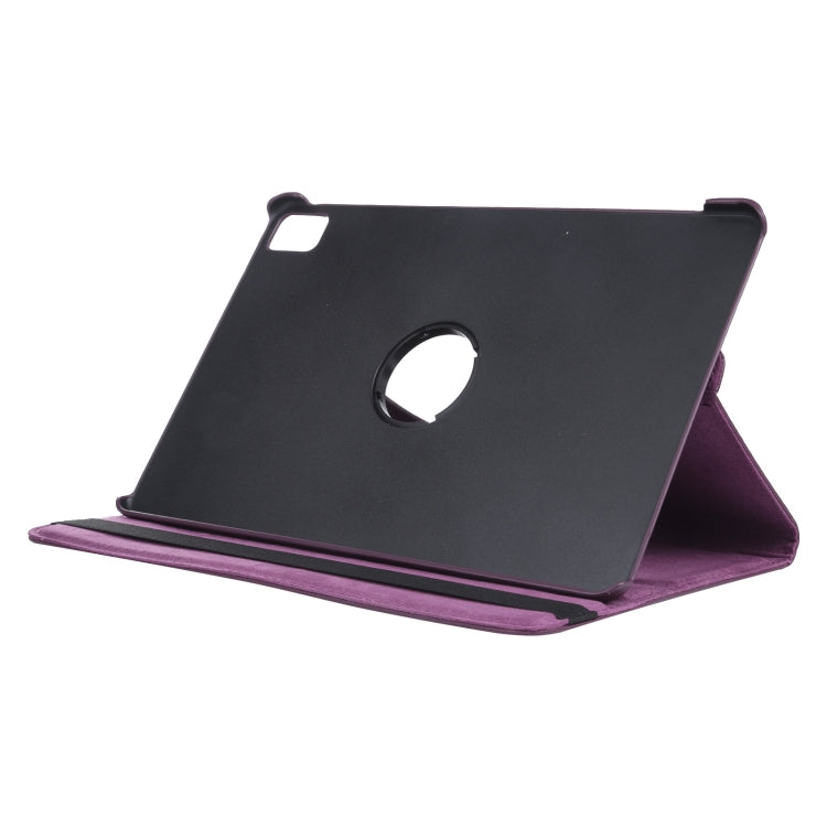 For iPad Pro 13 2024 360 Degree Rotation Litchi Texture Leather Tablet Case with Holder(Purple) - iPad Pro 13 2024 Cases by buy2fix | Online Shopping UK | buy2fix