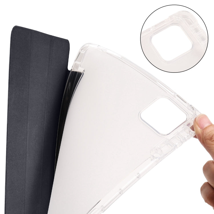 For iPad Air 13 2024 3-fold Clear TPU Smart Leather Tablet Case with Pen Slot(Black) - iPad Air 13 2024 Cases by buy2fix | Online Shopping UK | buy2fix