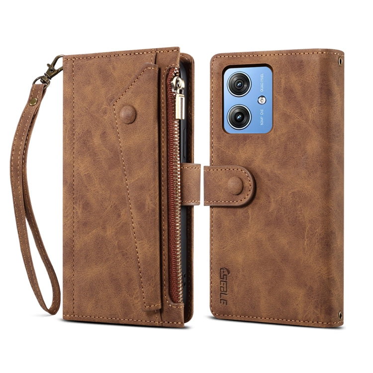 For Motorola Moto G54 Power 5G ESEBLE Retro Frosted RFID Leather Phone Case(Brown) - Motorola Cases by ESEBLE | Online Shopping UK | buy2fix