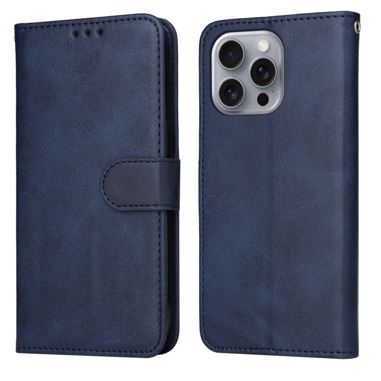 For iPhone 16 Pro Max Classic Calf Texture Flip Leather Phone Case(Blue) - iPhone 16 Pro Max Cases by buy2fix | Online Shopping UK | buy2fix