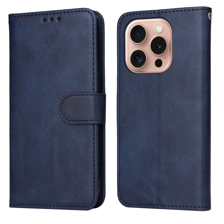 For iPhone 16 Pro Classic Calf Texture Flip Leather Phone Case(Blue) - iPhone 16 Pro Cases by buy2fix | Online Shopping UK | buy2fix