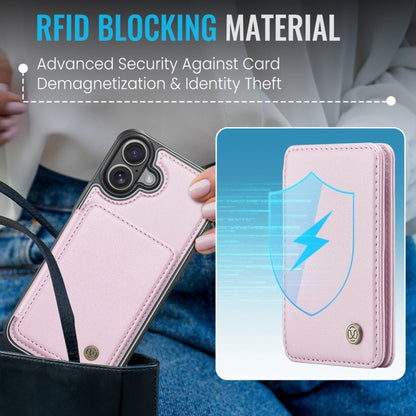 For iPhone 16 Plus JEEHOOD J05 Business Magnetic Style RFID Leather Phone Case(Pink) - iPhone 16 Plus Cases by JEEHOOD | Online Shopping UK | buy2fix