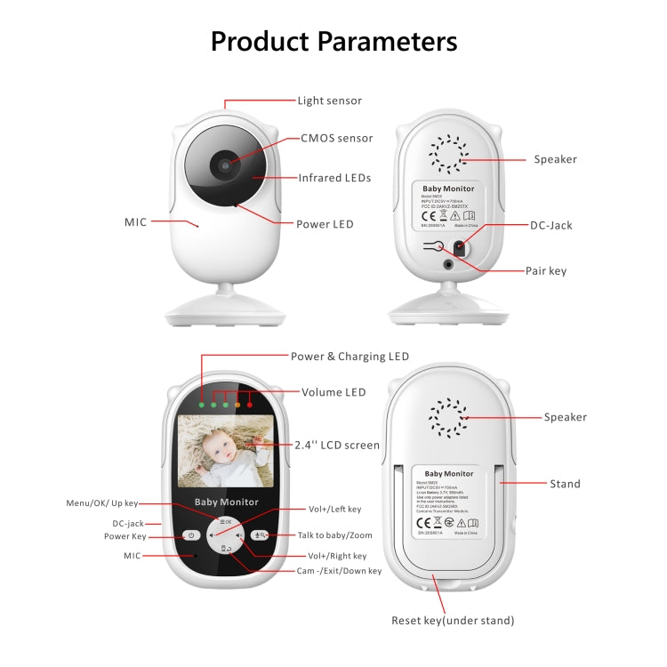 SM25 2.4 inch LCD Screen Baby Monitor Care Camera(EU Plug) - Baby Monitor by buy2fix | Online Shopping UK | buy2fix