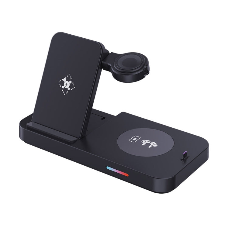 For Apple Watch Series 3 in 1 15W Fold Wireless Charger Stand(Black) - Multifunction Charger by buy2fix | Online Shopping UK | buy2fix