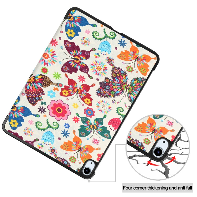 For iPad Air 11 2024 Custer Painted 3-Fold Holder Smart Leather Tablet Case(Color Butterfly) - iPad Air 11 2024 Cases by buy2fix | Online Shopping UK | buy2fix