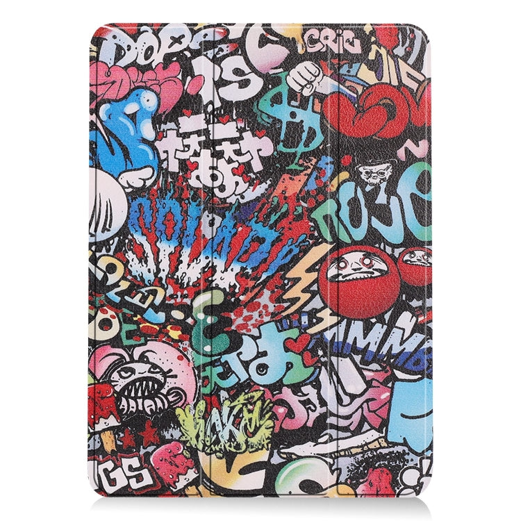 For iPad Air 11 2025 / 2024 Custer Painted 3-Fold Holder Smart Leather Tablet Case(Graffiti) - iPad Air 11 2025 / 2024 Cases by buy2fix | Online Shopping UK | buy2fix