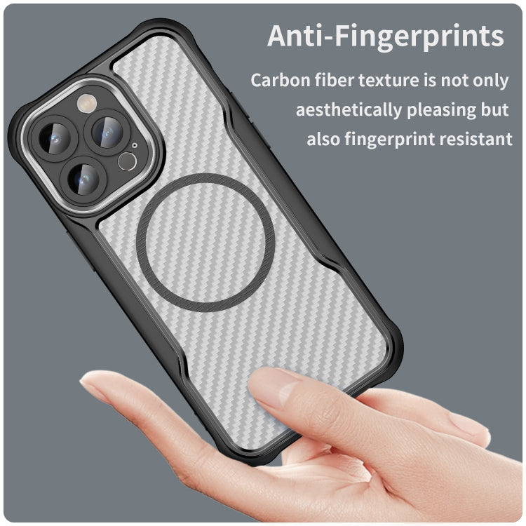 For iPhone 14 Pro Carbon Fiber Texture MagSafe Translucent Phone Case(Black) - iPhone 14 Pro Cases by buy2fix | Online Shopping UK | buy2fix