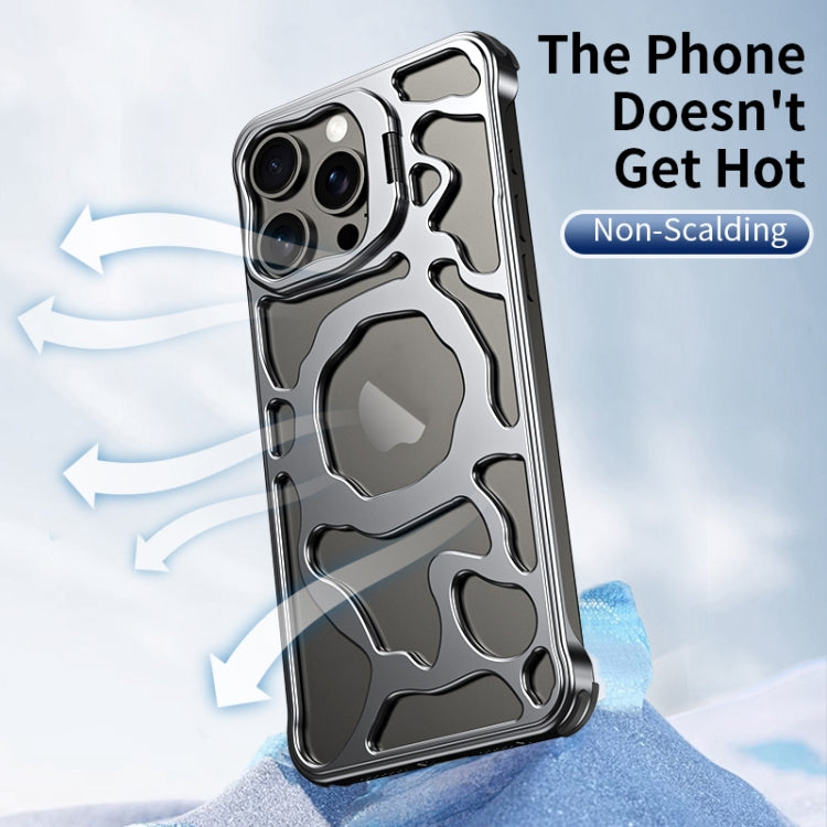 For iPhone 15 Auspicious Cloud Series MagSafe Metal Phone Case with Bracket(Grey) - iPhone 15 Cases by buy2fix | Online Shopping UK | buy2fix