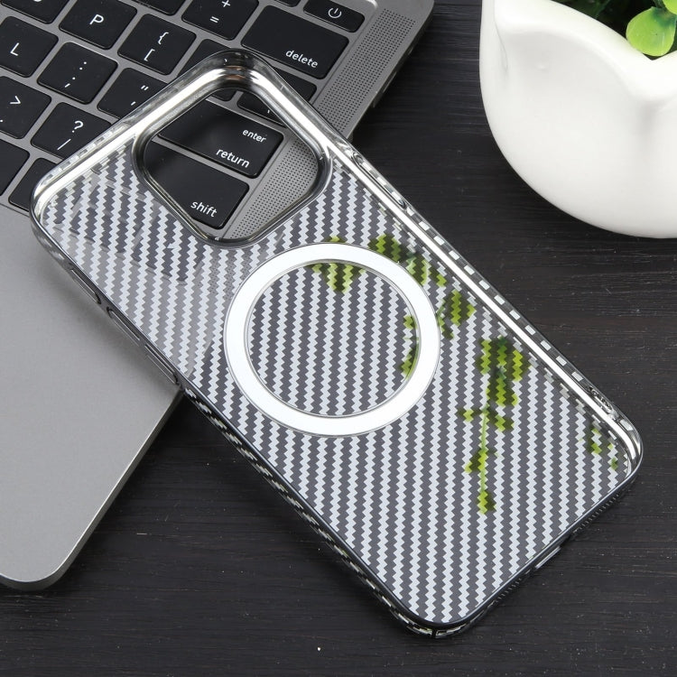 For iPhone 15 Pro 6D Plated Carbon Fiber Clear Magsafe PC Phone Case(Starry Black) - iPhone 15 Pro Cases by buy2fix | Online Shopping UK | buy2fix