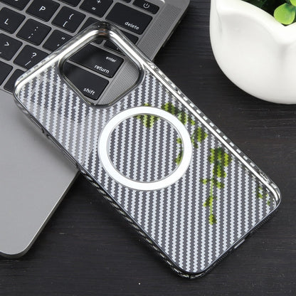 For iPhone 14 Plus 6D Plated Carbon Fiber Clear Magsafe PC Phone Case(Starry Black) - iPhone 14 Plus Cases by buy2fix | Online Shopping UK | buy2fix