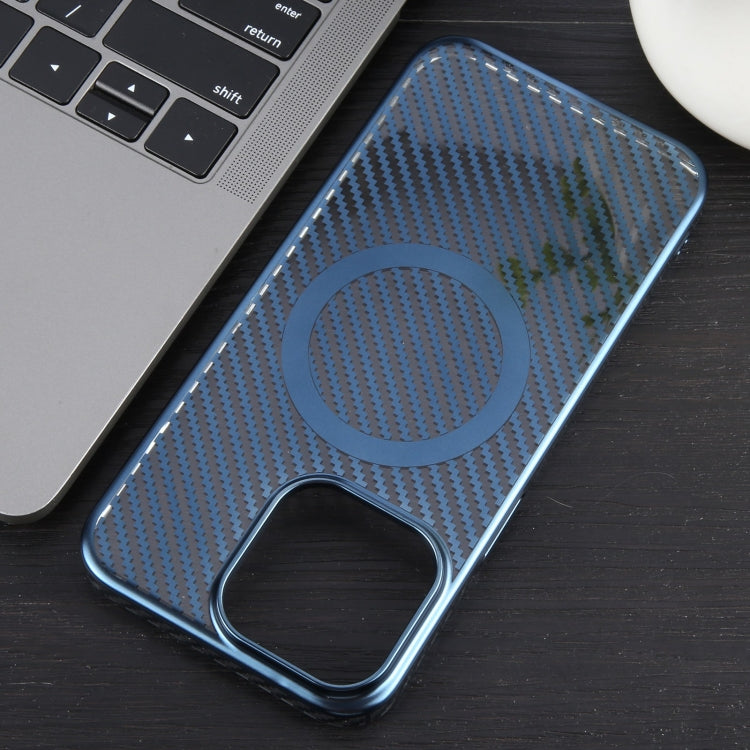 For iPhone 14 Pro 6D Plated Carbon Fiber Clear Magsafe PC Phone Case(Dream Blue) - iPhone 14 Pro Cases by buy2fix | Online Shopping UK | buy2fix