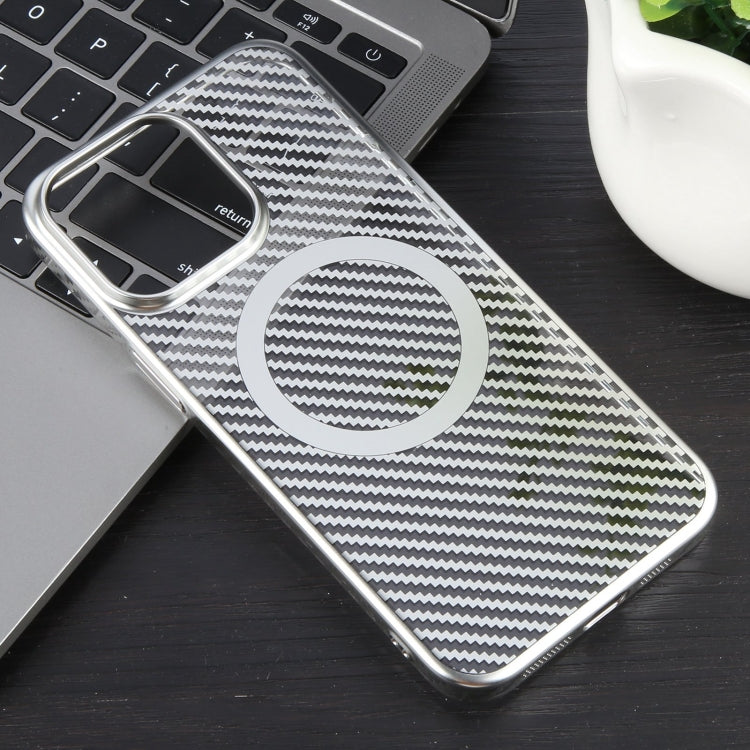 For iPhone 13 Pro Max 6D Plated Carbon Fiber Clear Magsafe PC Phone Case(Starlight Silver) - iPhone 13 Pro Max Cases by buy2fix | Online Shopping UK | buy2fix