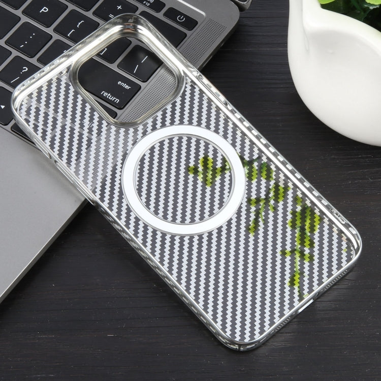 For iPhone 13 Pro Max 6D Plated Carbon Fiber Clear Magsafe PC Phone Case(Starlight Silver) - iPhone 13 Pro Max Cases by buy2fix | Online Shopping UK | buy2fix