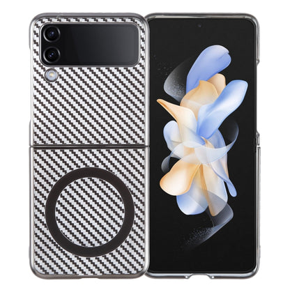 For Samsung Galaxy Z Flip4 6D Plated Carbon Fiber Clear Magsafe PC Phone Case(Titanium Grey) - Galaxy Z Flip4 5G Cases by buy2fix | Online Shopping UK | buy2fix