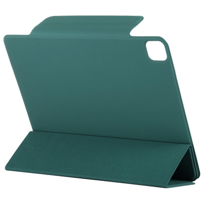 For iPad Pro 13 2024 Double-sided Clip Fixed Buckle Magnetic PU Leather Smart Tablet Case(Dark Green) - iPad Pro 13 2024 Cases by buy2fix | Online Shopping UK | buy2fix