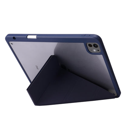 For iPad Pro 13 2024 Deformation Transparent Acrylic Leather Tablet Case(Dark Blue) - iPad Pro 13 2024 Cases by buy2fix | Online Shopping UK | buy2fix