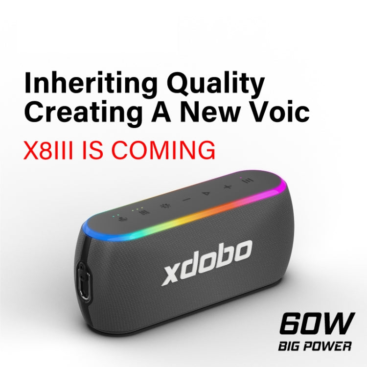 Xdobo X8 III BT5.3 IPX7 Wireless Speaker with RGB Light, Support Bluetooth/TF Card/USB/AUX(Grey) - Desktop Speaker by XDOBO | Online Shopping UK | buy2fix