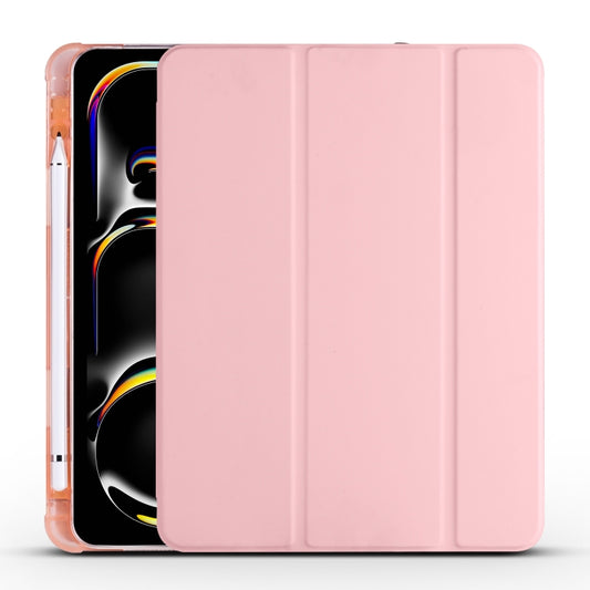 For iPad Pro 11 2024 3-fold TPU Leather Smart Tablet Case with Pen Slot(Pink) - iPad Pro 11 2024 Cases by buy2fix | Online Shopping UK | buy2fix