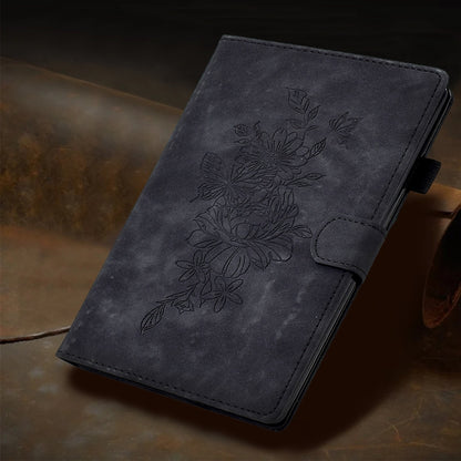 For iPad Pro 11 2024 Peony Butterfly Embossed Leather Smart Tablet Case(Black) - iPad Pro 11 2024 Cases by buy2fix | Online Shopping UK | buy2fix